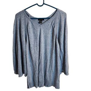 H By Halston Large Marled Unique Batwing Open Concept Sweater